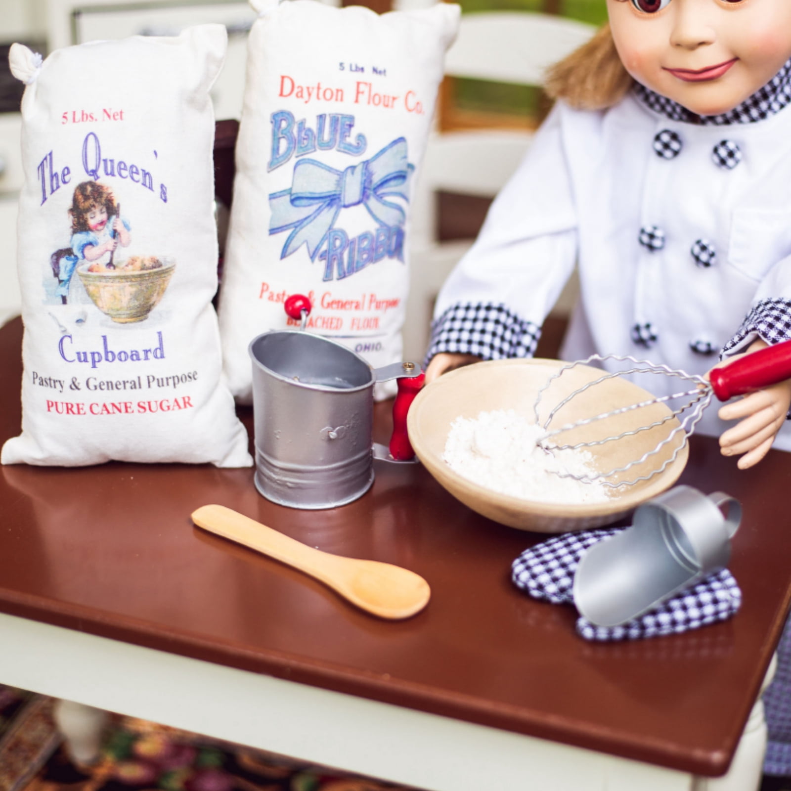 The Queen's Treasures 18 inch Doll Baking Accessories, 7 Piece Vintage Kitchen Baking Tool Set and Food, Compatible with American Girl Doll Furniture