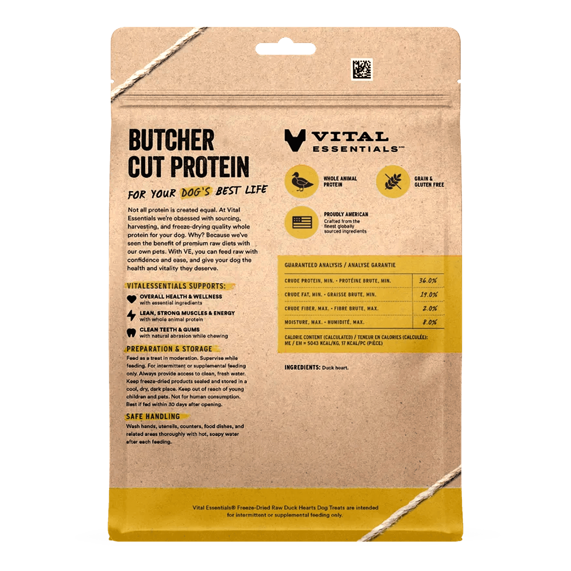 Vital Essentials Freeze Dried Raw Duck Hearts Dog Treats | Single Ingredient | Grain Free Treats for Dogs, 10 oz bag