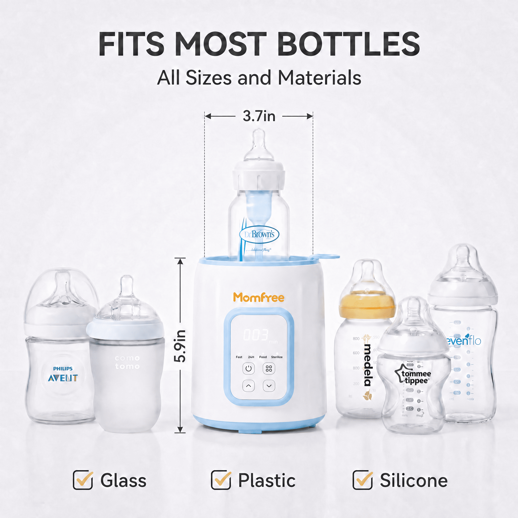 Baby Essentials Bottle Warmer8-in-1Fast Heating for Breastmilk and Formula,Baby Registry Search,with Accurate Temperature Control and Automatic Shut-Off,with Defrost,Keep Warm,for All Bottles