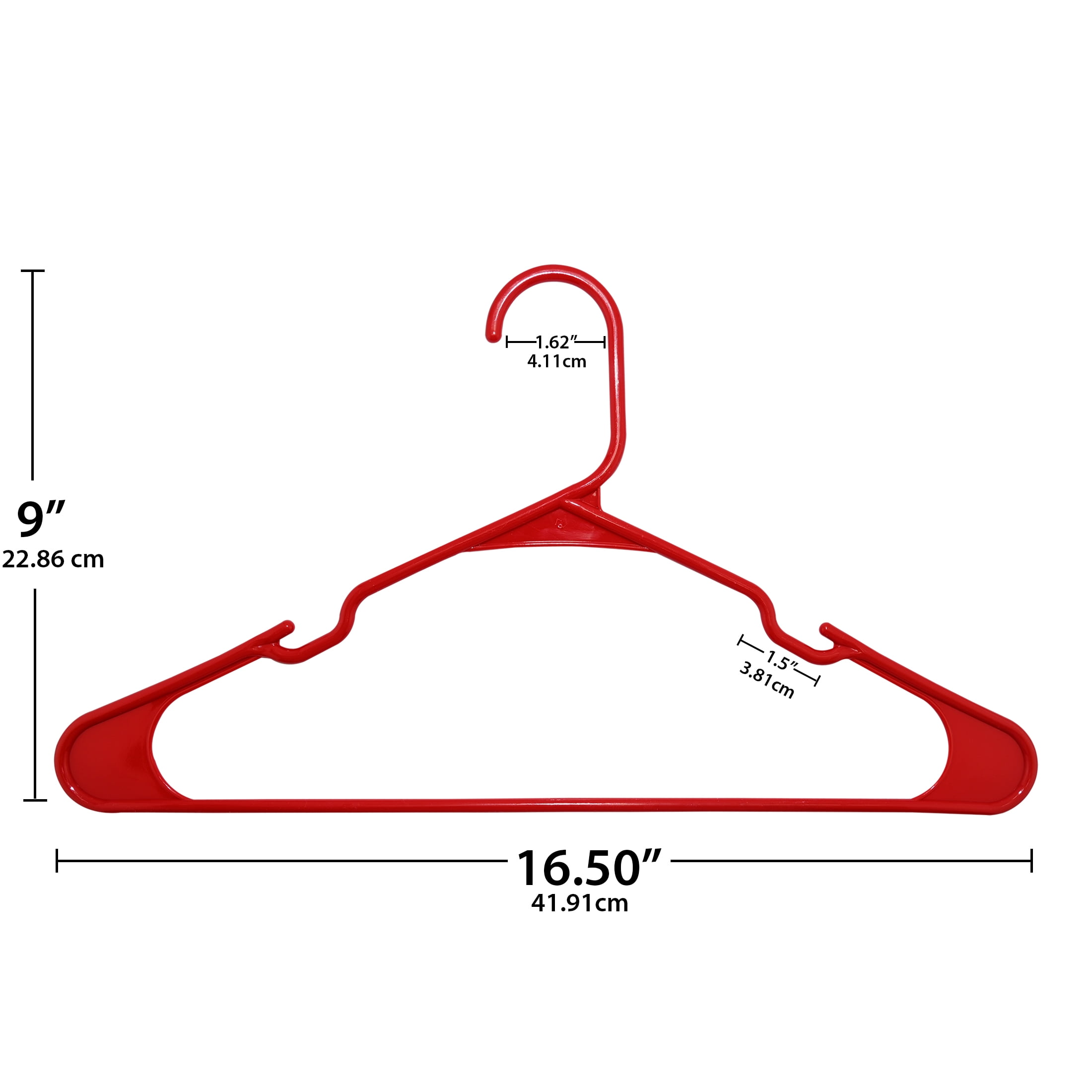 Mainstays Plastic Notched Adult Hangers for Any Clothing Type, Red Engine 100 Count