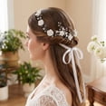 thumbnail image 6 of Miallo 4-Piece Handmade White Rose Bridal Hair Vine and Hair Pins Set, Crystal Pearl Floral Hair Accessories for Women’s Special Occasions, 6 of 8