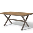thumbnail image 6 of CozyHomet Outdoor Dining Table for 6, 59" x 35" Rectangular Patio Dining Table, Aluminum Outdoor Table with Adjustable Foot Pads, Patio Furniture for Garden, Backyard, Poolside, or Indoor, Natural, 6 of 9