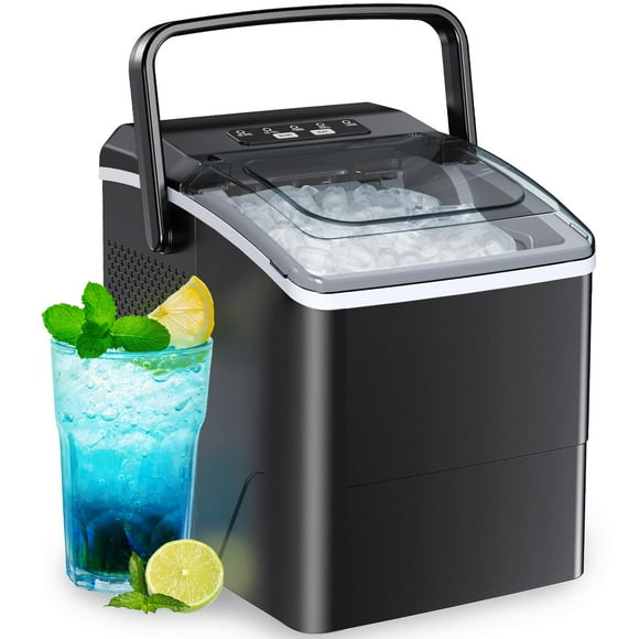 Máquina para hacer hielo Bebisuny para encimera, 12 kg/24 h, 6 minutos, negra