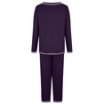thumbnail image 6 of Fmbrln Womens Solid Color Pajama Sets Lounge Sets Long Sleeve Tops and Pants Soft Comfy Sleepwear with Pockets Purple XL, 6 of 8