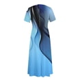 thumbnail image 4 of Jzuxvd Trendy Short Sleeve Maxi Dress Casual Plus Size Crewneck Long Dress Elegant Formal A Line Smocked Flowy Party Dress 2024 Blue XXL, 4 of 4