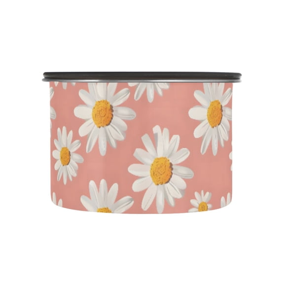 Daisy Flower Pink Airtight Coffee Bean Canister 17oz Food Storage Containers with Lids For Gournd, Tea, Sugar, Flour, Rice, Cereal, Candy Cookie Jar
