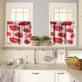 thumbnail image 2 of Strawberry Valance Curtain,Summer Delicious Big Strawberries Kitchen Valances Print Window Treatment Short Curtain for Cafe Living Room Dining Room 54''''x18''''+27''''x36''''x2（3 Piece）, 2 of 5