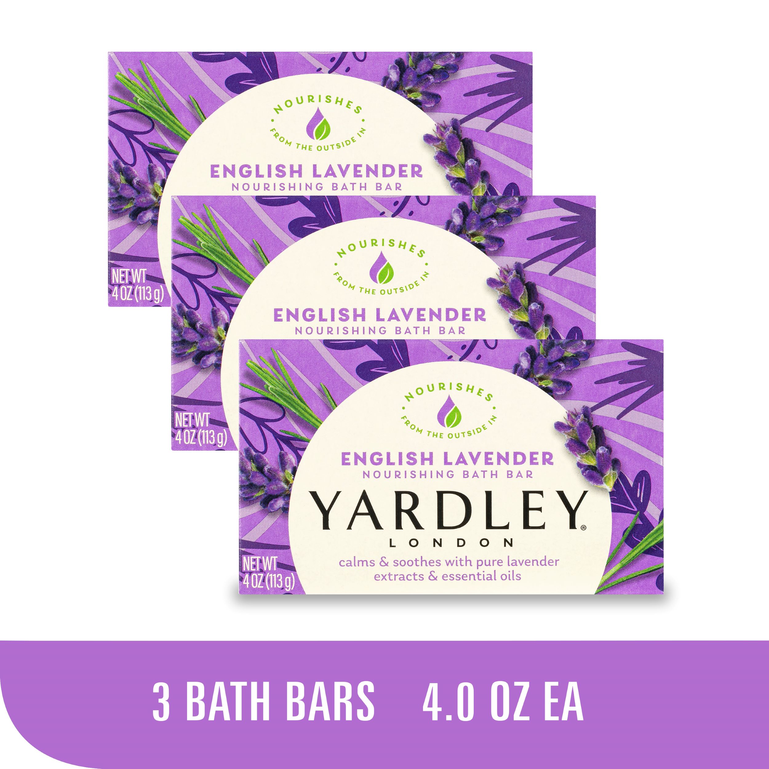(Pack of 3) Yardley London English Lavender Nourishing Bath Bar, 4.0 Oz Bar - image 2 of 9