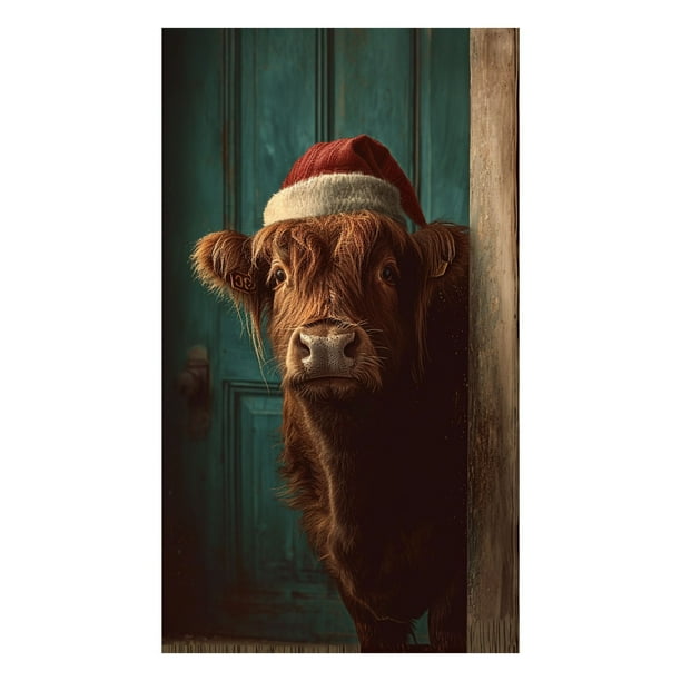 Letrero decorativo para puerta con vaca y muñeco de nieve Tapiz decorativo Cortina para puerta de fiesta Tapiz Letrero para puerta Fiesta