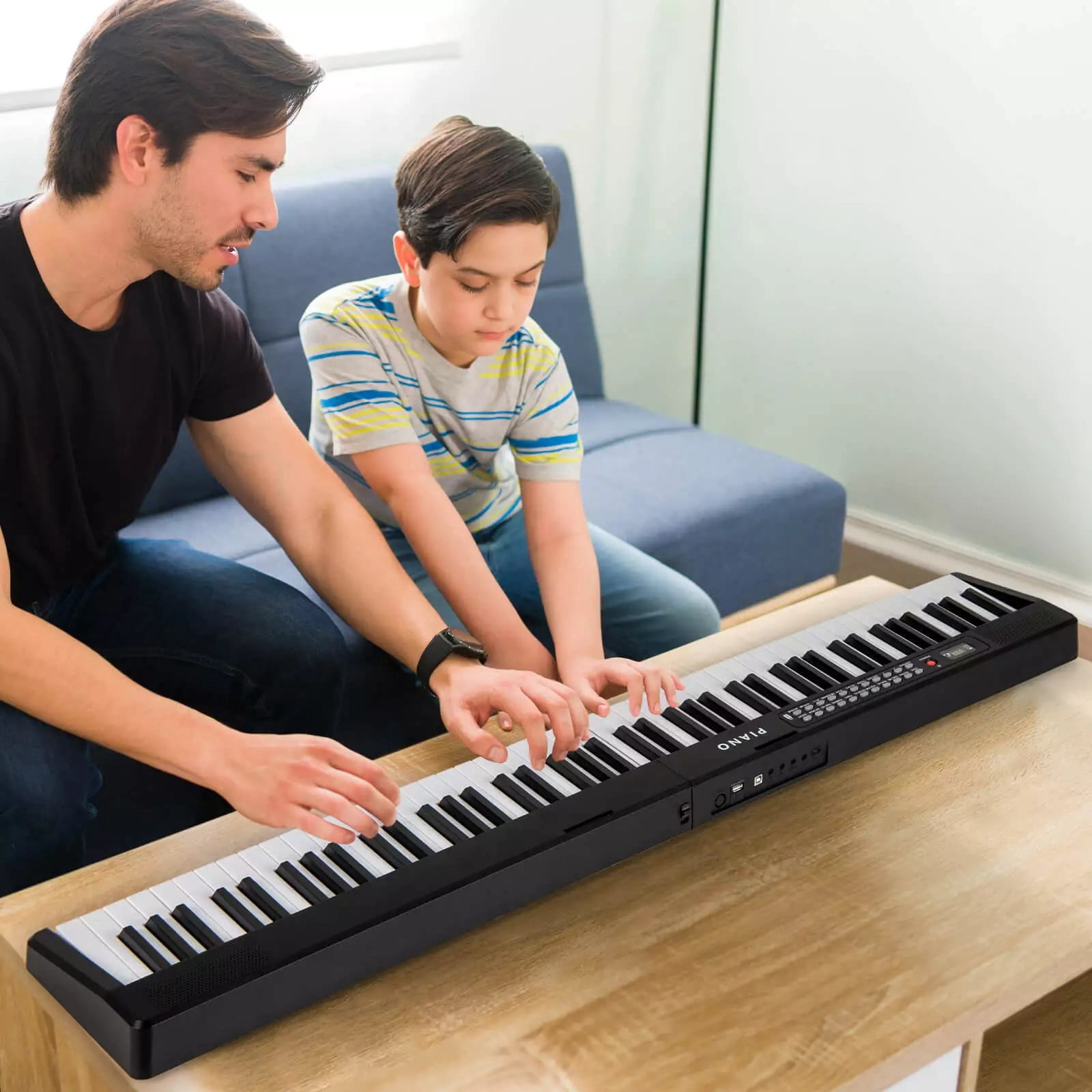Harmijoy 88 Key Folding Piano Keyboard, Full-size Semi-weighted Electronic Piano with Wireless MIDI