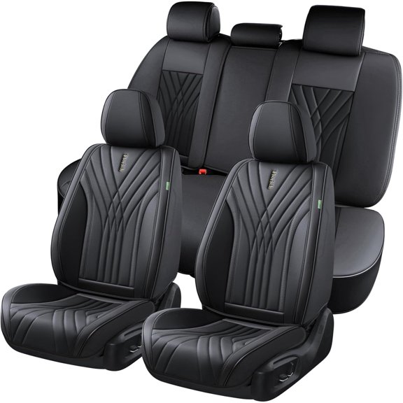 FLORICH Car Seat Covers Full Set, Luxury Design Front and Rear Seat Protectors, Universal Auto Interior Accessories Fit for Most Cars, Black