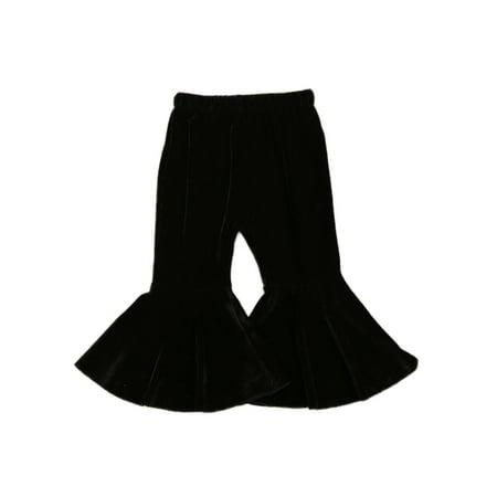 

Nokpsedcb Kids Toddler Infant Baby Girl Velvet Solid Color Elastic Waistband Flare Pants Black 3-4 Years
