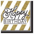thumbnail image 1 of Creative Converting - Servilletas de cumpleaños en negro y dorado texto Happy Birthday (Paquete de 16) (Negro/Oro), 1 of 2