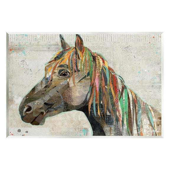Stupell Industries Farm Horse Animal Portrait Varied Script Words Collage Graphic Art Unframed Art Print Wall Art, Design by Traci Anderson