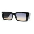 thumbnail image 2 of Womens Mod Rectangle Cat Eye Sleek Minimal Plastic Sunglasses Black - Black Brown, 2 of 4
