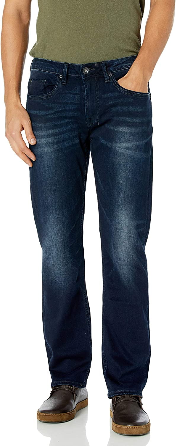 Buffalo David Bitton Mens SIX-X Stretch Slim Straight Bleached& Contrasted Jeans 