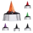 thumbnail image 5 of IAJDKMEK Women's Halloween Witch Hat with Tulle Decoration – Classic Pointed Wizard Cap for Costume Party Adult Costume Accessory for Halloween Party, 5 of 8