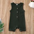 thumbnail image 2 of ITFABS Baby Summer Cotton Romper, Solid Color Sleeveless Button Ribbed Jumpsuit, 2 of 6
