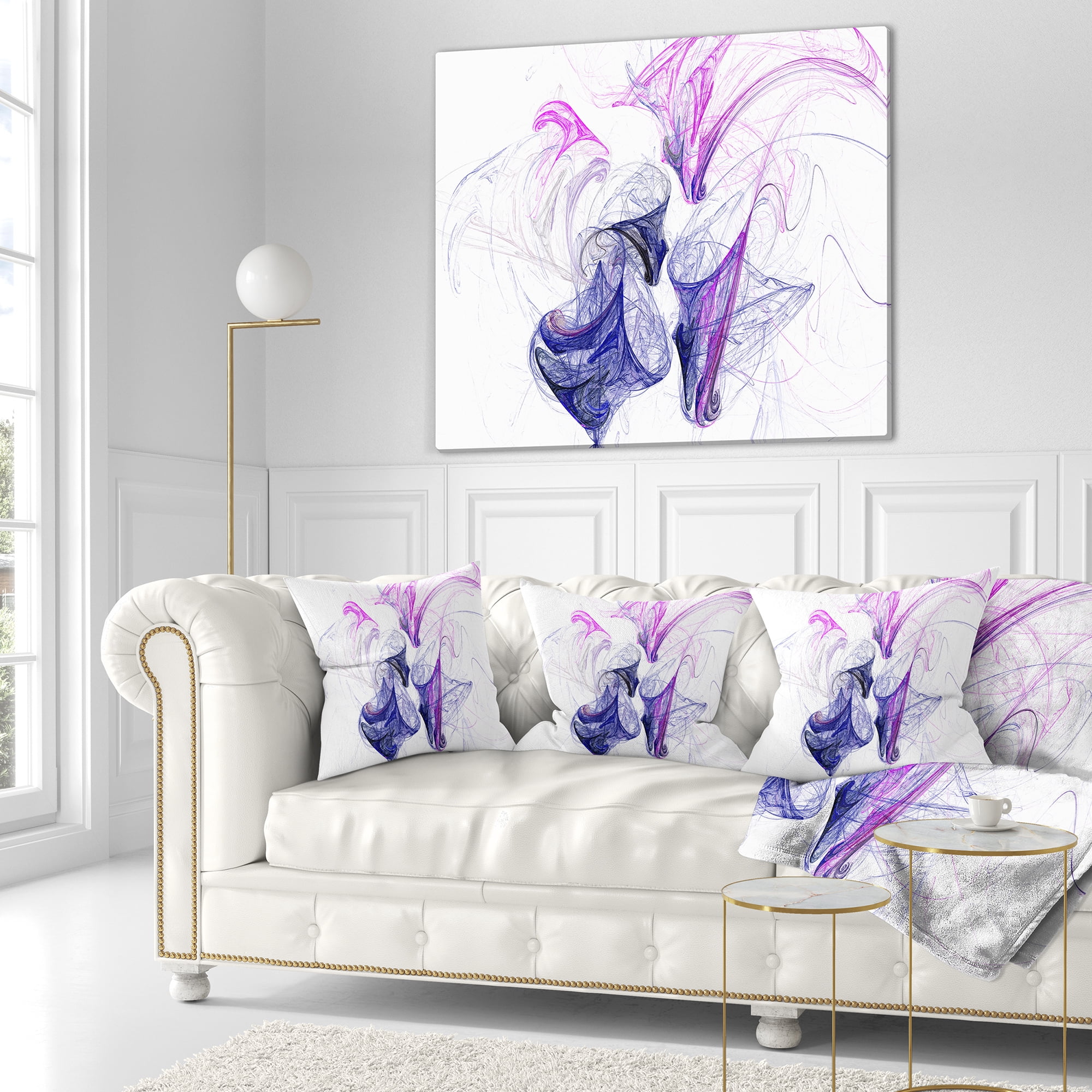Designart Colored Smoke Purple - Abstract Throw Pillow - 16x16