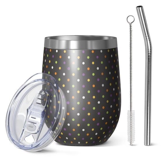 Modern 12oz Stainless Steel Insulated Wine Tumbler with Lid and Straw – Double Wall Vacuum Mug for Hot & Cold Drinks, 304 Steel Interior, Sweat-Free Design