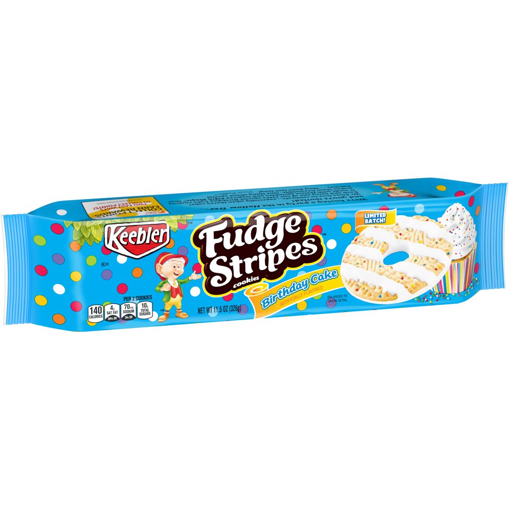 Keebler Fudge Stripes Birthday Cake Cookies, 11.5 Oz.