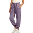 thumbnail image 2 of Mifsaly Girls Cotton Joggers Elastic Waist Straight Leg Casual Sweapants with Pockets Kids Warm Fall Winter Back School Outfits, 2 of 9