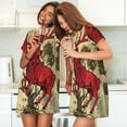 thumbnail image 4 of Naloa Mythical Red Stag Illustration Print Women Nightgowns,Womens Loungewear,Short Sleeve Sleepwear,Comfy Ladies Nightdress, 4 of 6
