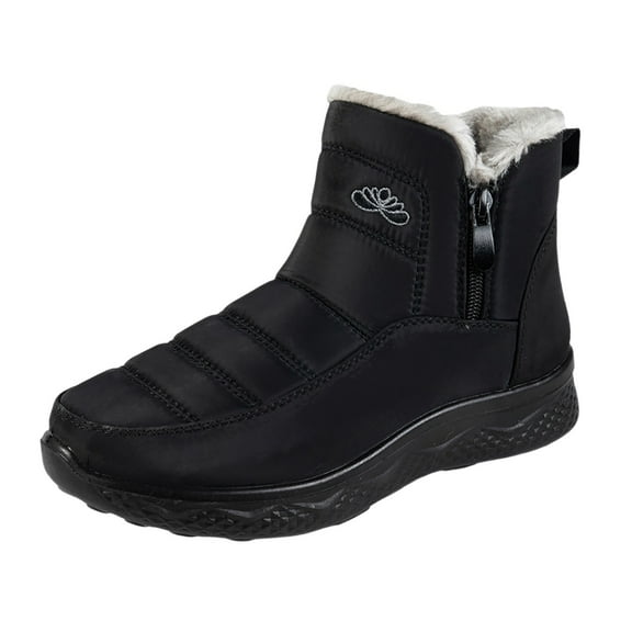Winter Ankle Snow Boots Fashionable Solid Color Lined Warm On Lightweight Boots Comfortable Casual Footwear for Women Fur Lined Waterproof Booties