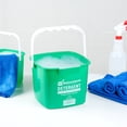 thumbnail image 3 of RW Clean 8 Qt Square Green Plastic Cleaning Bucket - with Stainless Steel Handle - 9 3/4" x 9 3/4" x 7 1/2" - 10 count box - Restaurantware, 3 of 3