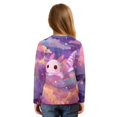 thumbnail image 2 of DISNIMO Girls Long Sleeve Tops Axolotl Printed Kids Casual Crewneck Tee Loose Fits Pullover Tops Fall Winter Blouse Tie Front Shirts for 5-12 Years Old Girls, 2 of 8