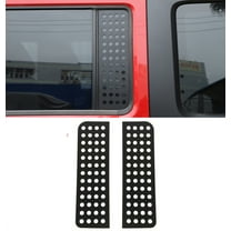 CheroCar Rear Door Window Decals Trim Aluminum Alloy Glass Panel Cover for Jeep Wrangler JK 4 Doors 2007-2017,Black