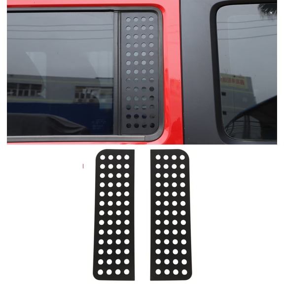 CheroCar Rear Door Window Decals Trim Aluminum Alloy Glass Panel Cover for Jeep Wrangler JK 4 Doors 2007-2017,Black