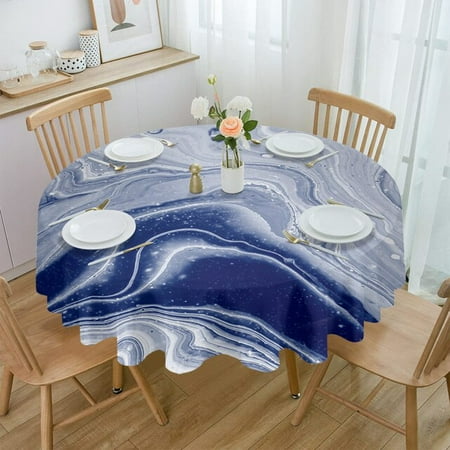 

ASWMXR Round Marble Pattern Round Tablecloth Kitchen Decor Waterproof Table Cloth Dining Coffee Table Cover Picnic Mat