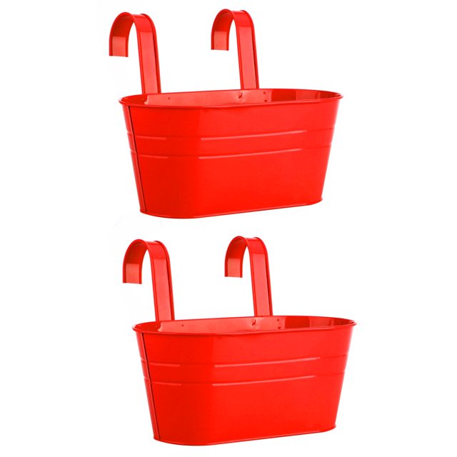 Hanging Flower Pots Hooks 2PCS Garden Tool Metal Iron For Railing Fence Home Decor Detachable Balcony Plant Holder
