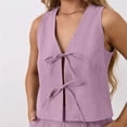 thumbnail image 5 of Women's Tie Front Vest and Shorts Set Resort Summer 2 Piece Outfit, 5 of 9