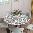 thumbnail image 5 of Black Flower Round Tablecloth for 36-44 Inch Tables,Fitted Table Cover with Elastic Edge,Vintage Farmhouse Boho Leaf Spring Plant Waterproof Outdoor Table Cloth Protector for Patio Garden Dinner, 5 of 9
