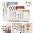 thumbnail image 1 of 10 Pcs Sacs de Bouteilles en Pot Mason Réutilisables Sac de Rangement pour Aliments Frais Collations Pochette à Glissière Cuisine Sandwich Pique-Nique Organisateur Enfants Collation Sac Frais (L Bleu), 1 of 11
