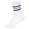 thumbnail image 2 of HUDDLE Calcetines Unisex, pack de 6 – Rayas, logo, crew, calcetines deportivos, color liso Blanco/Azul/Rojo 39-42, 2 of 3