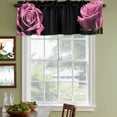 thumbnail image 3 of Pink Rose Curtain Valances for Windows, Kitchen Valance Window Treatments Panel 2 Pack, Vintage Abstract Garden Flower Floral Black Rod Pocket Short Curtains for Bathroom Bedroom 42 x 12 Inch, 3 of 8