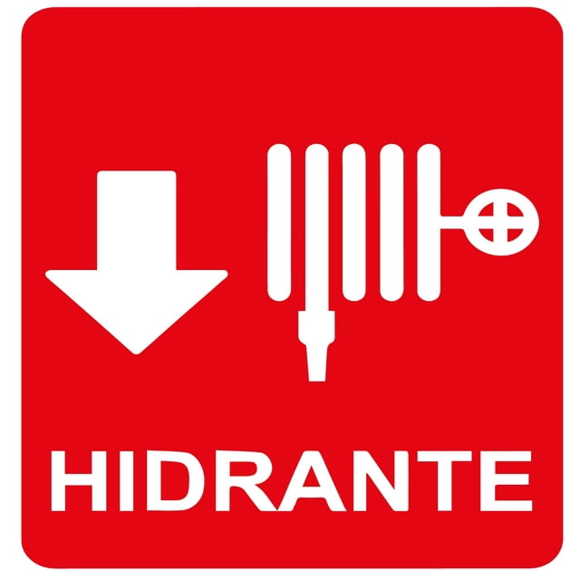 Señalamiento de seguridad y protección civil: "Hidrante", rojo y blanco. Plástico estireno calibre 40, medidas: 20 x 20 cm, ideal para interiores y exteriores. Letrero, Señal cuadrada informativa.