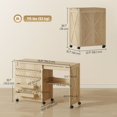 thumbnail image 2 of Table Pliante pour Machine à Coudre avec Rangement - Table d'Artisanat en Bois Naturel sur Roulettes pour Salon, Chambre et Bureau - Conception d'Armoire Compacte avec Chevilles et Tablette, 2 of 7