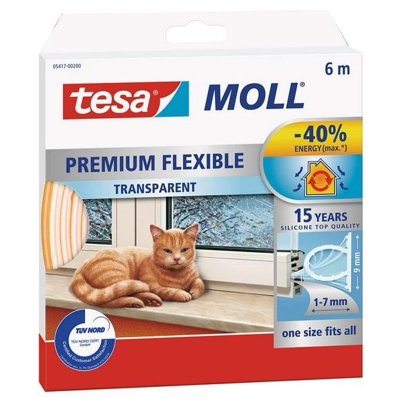 tesamoll Premium Flexible - Self Adhesive Silicone Seal Strip for Insulating Gaps in Windows an