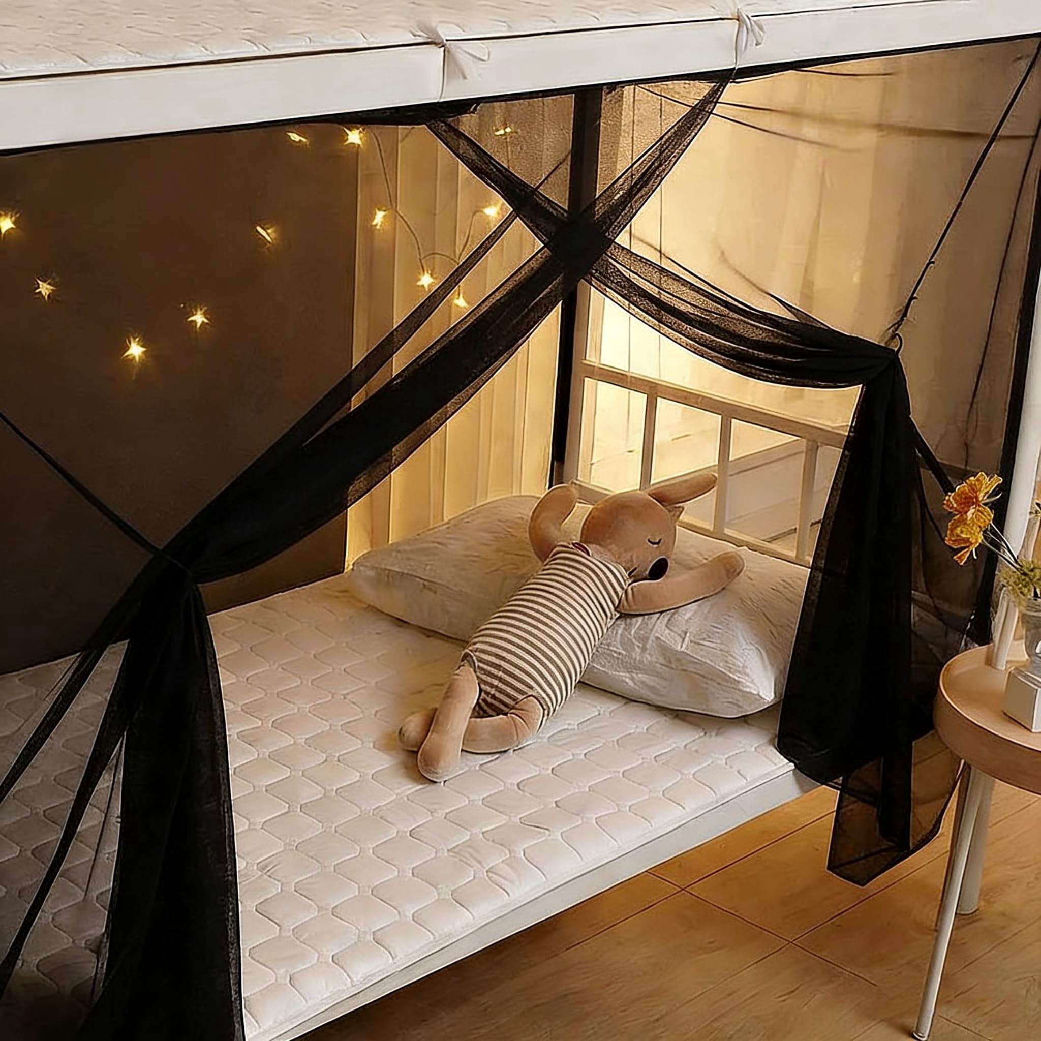 Bed Canopy Curtain Full Queen King Size Mosquito Net Drapes Indoor Outdoor Room Decor White