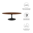 thumbnail image 6 of Allora Modern 48" Oval Top Metal Coffee Table in Black/Walnut, 6 of 6