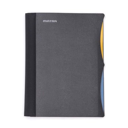 Mintra Office Durable PREMIUM Spiral Notebook, ((Black, 2 Subject (6in x 9.5in)), Wire, Fabric Covered Coils, No Snags, Removable Adjustable Pocket Dividers, Ruler, Organization, Customizable