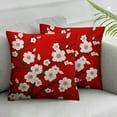 thumbnail image 2 of Nawypu  Floral Throw Pillow Cover Red Black and White Cherry Blossoms Square Decorative Throw Pillow Cushion Case for Home Couch Living Room Bed Sofa Car 2pc 22x22in, 2 of 6
