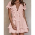 thumbnail image 3 of Vestido PRETTYGARDEN Verano 2025 Escote en V Lazo Rosa M, 3 of 5