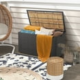 thumbnail image 4 of Gymax 134 Gallon Patio Wicker Storage Deck Box w/ Solid Acacia Wood Backyard, 4 of 10