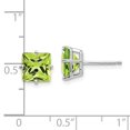 thumbnail image 6 of Auriga Mother's Day Gift 14K White Gold Princess-cut Peridot Stud Earrings for Women, 6 of 6