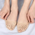 thumbnail image 6 of 4 Pairs Half Toe Socks No Show Liner Socks Non-Skid Bottom Women Lace Toe Topper Liner Socks with Padding Pads, Black and Nude, One Size, 6 of 6